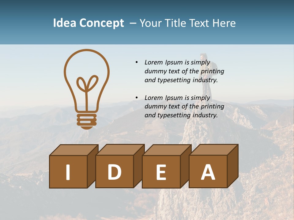 A Man Standing On Top Of A Rock On Top Of A Mountain PowerPoint Template