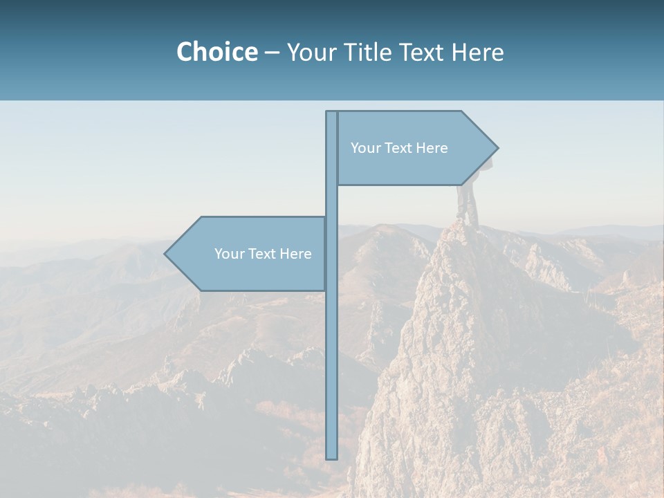 A Man Standing On Top Of A Rock On Top Of A Mountain PowerPoint Template