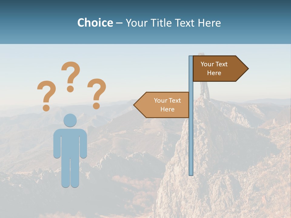A Man Standing On Top Of A Rock On Top Of A Mountain PowerPoint Template