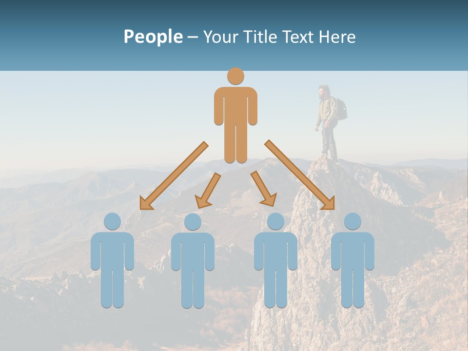 A Man Standing On Top Of A Rock On Top Of A Mountain PowerPoint Template