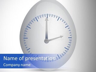 A Blue And White Clock On A Gray Background PowerPoint Template