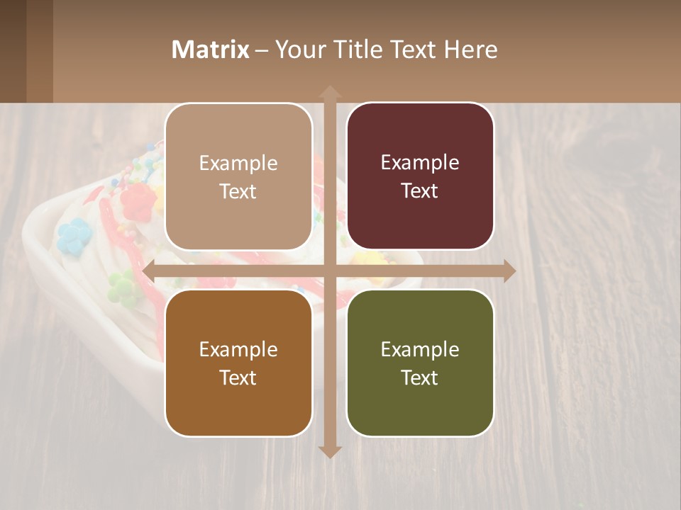 A Bowl Of Ice Cream With Sprinkles On A Wooden Table PowerPoint Template