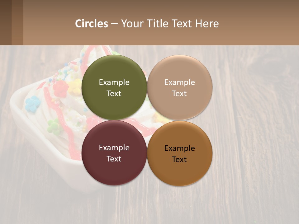 A Bowl Of Ice Cream With Sprinkles On A Wooden Table PowerPoint Template