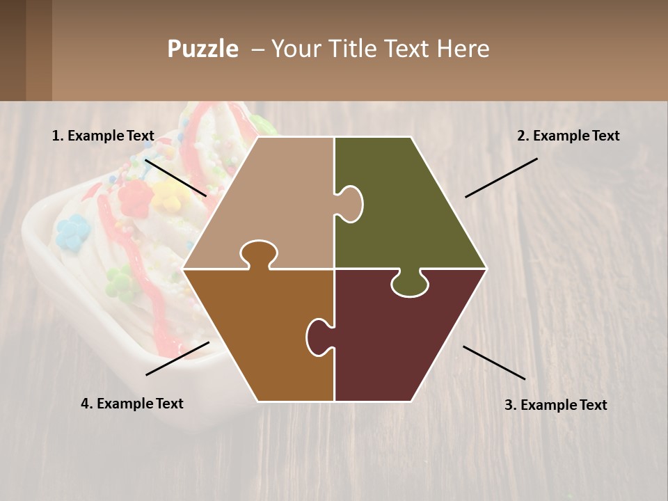 A Bowl Of Ice Cream With Sprinkles On A Wooden Table PowerPoint Template