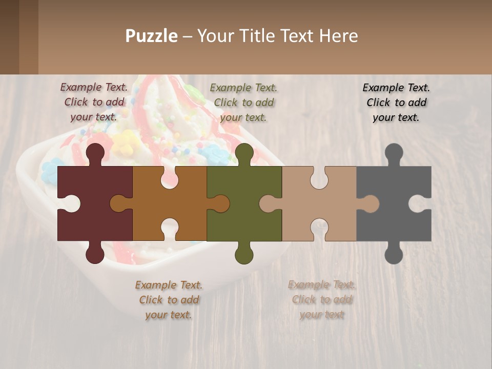 A Bowl Of Ice Cream With Sprinkles On A Wooden Table PowerPoint Template