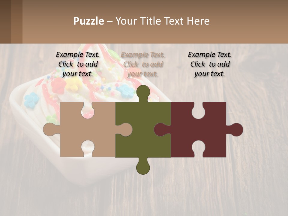 A Bowl Of Ice Cream With Sprinkles On A Wooden Table PowerPoint Template