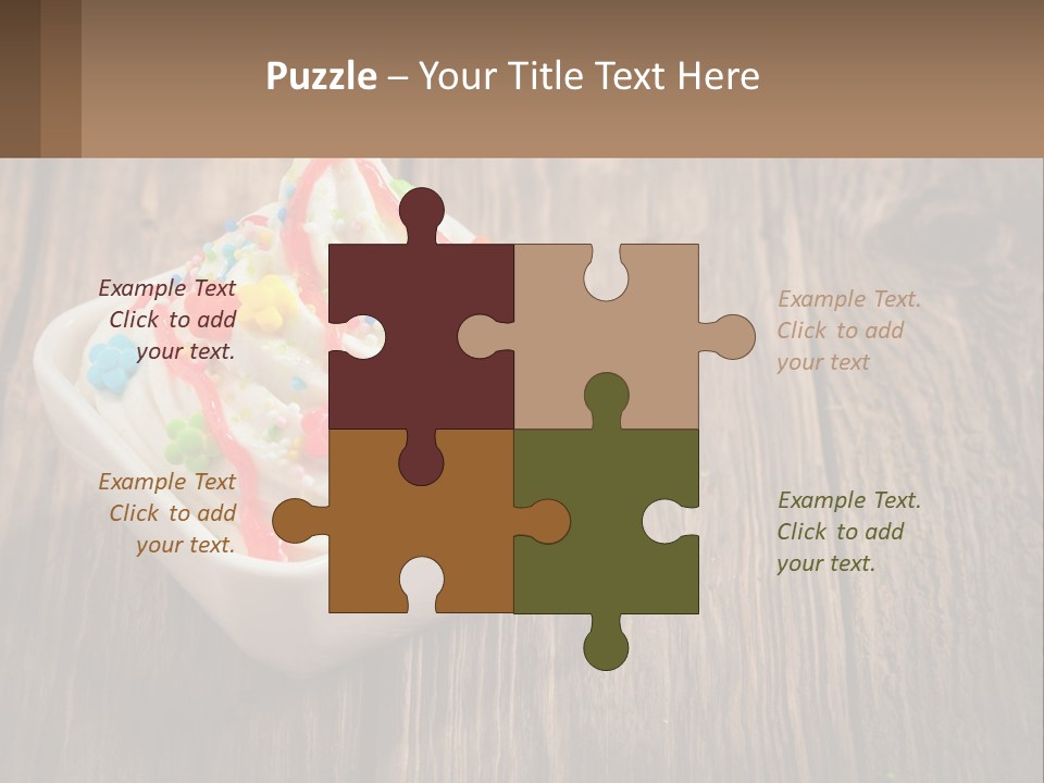 A Bowl Of Ice Cream With Sprinkles On A Wooden Table PowerPoint Template