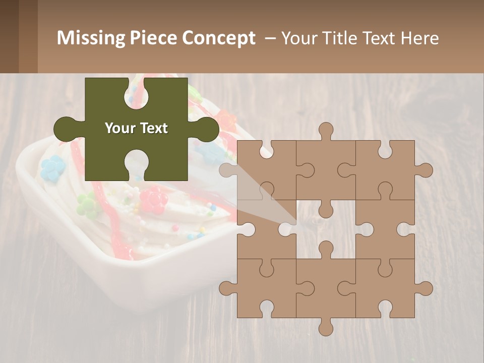 A Bowl Of Ice Cream With Sprinkles On A Wooden Table PowerPoint Template