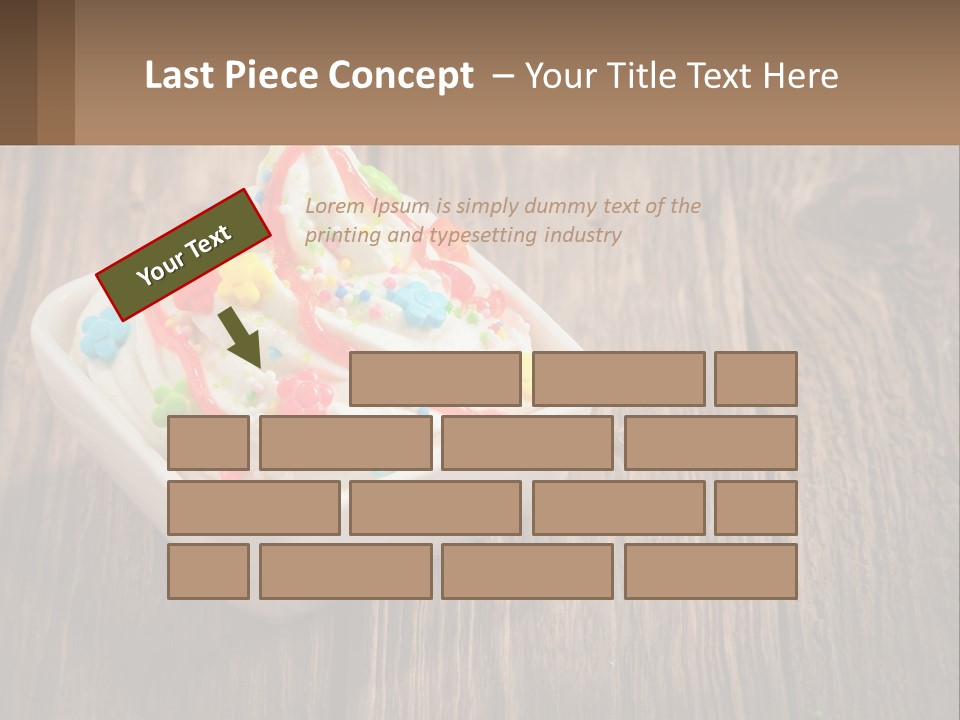 A Bowl Of Ice Cream With Sprinkles On A Wooden Table PowerPoint Template