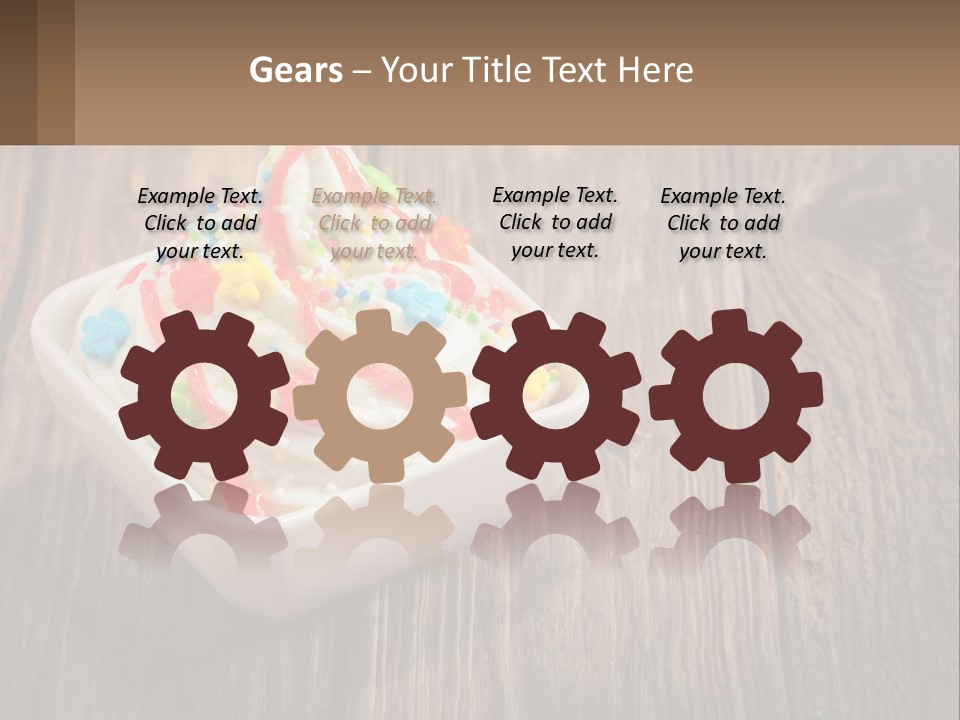A Bowl Of Ice Cream With Sprinkles On A Wooden Table PowerPoint Template