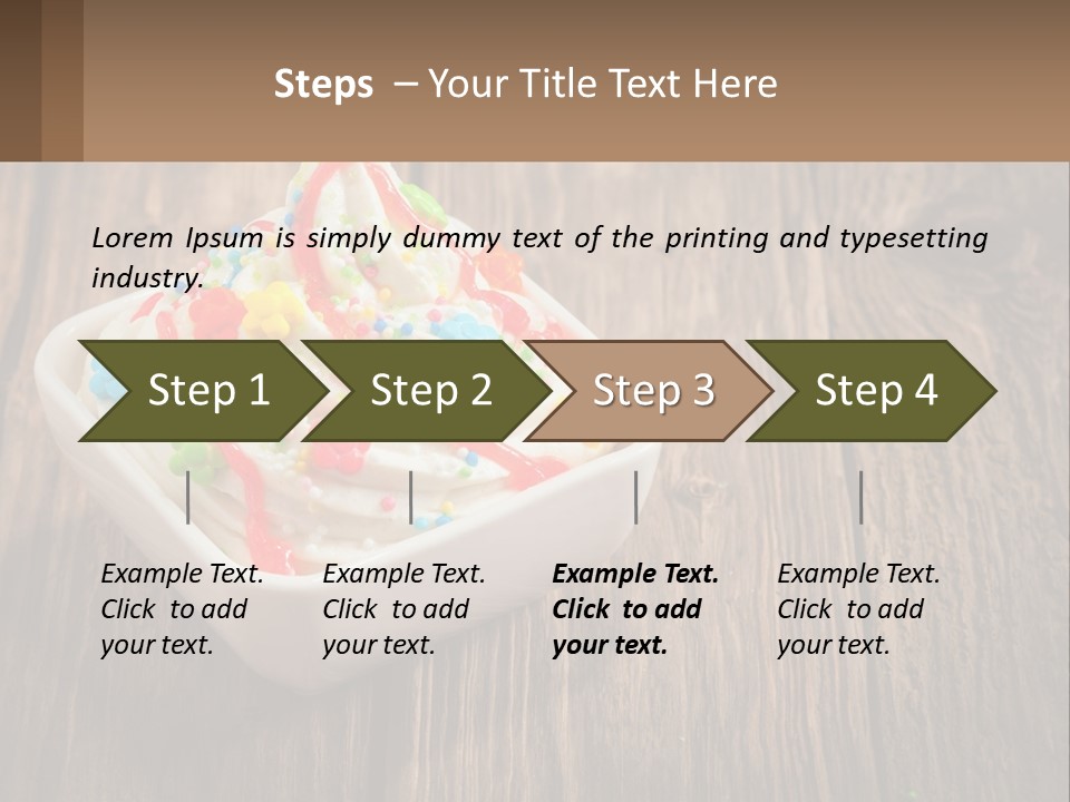 A Bowl Of Ice Cream With Sprinkles On A Wooden Table PowerPoint Template