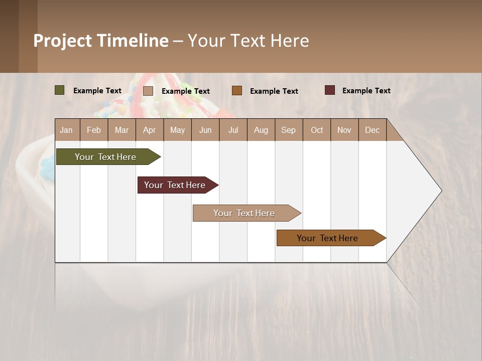 A Bowl Of Ice Cream With Sprinkles On A Wooden Table PowerPoint Template