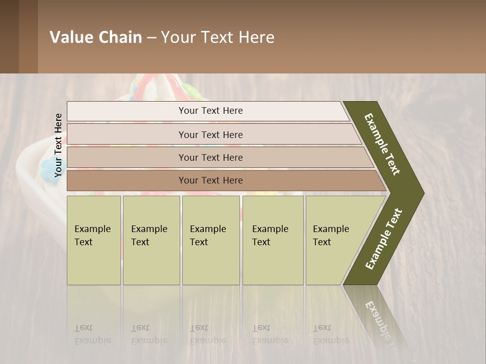 A Bowl Of Ice Cream With Sprinkles On A Wooden Table PowerPoint Template