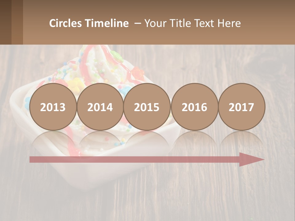 A Bowl Of Ice Cream With Sprinkles On A Wooden Table PowerPoint Template