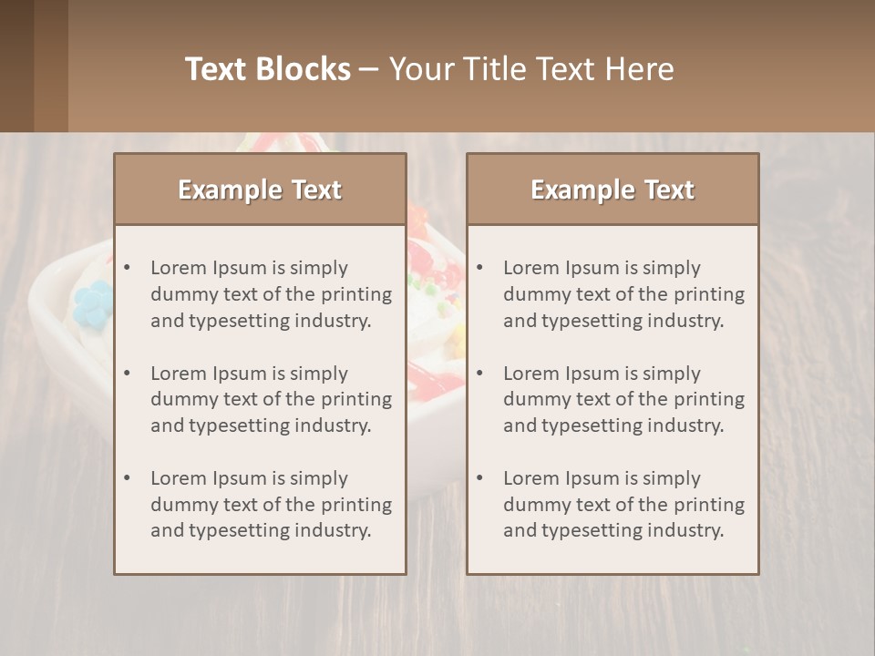 A Bowl Of Ice Cream With Sprinkles On A Wooden Table PowerPoint Template