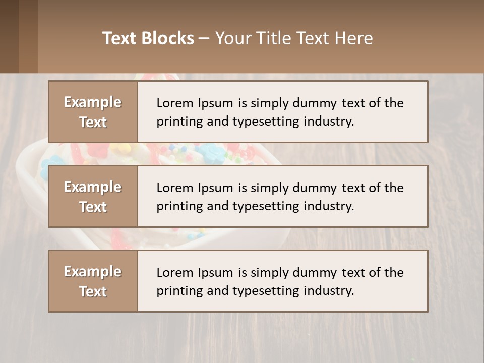 A Bowl Of Ice Cream With Sprinkles On A Wooden Table PowerPoint Template