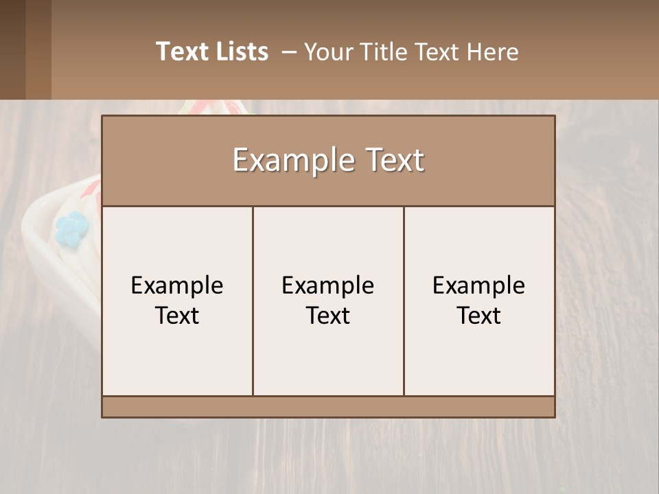 A Bowl Of Ice Cream With Sprinkles On A Wooden Table PowerPoint Template