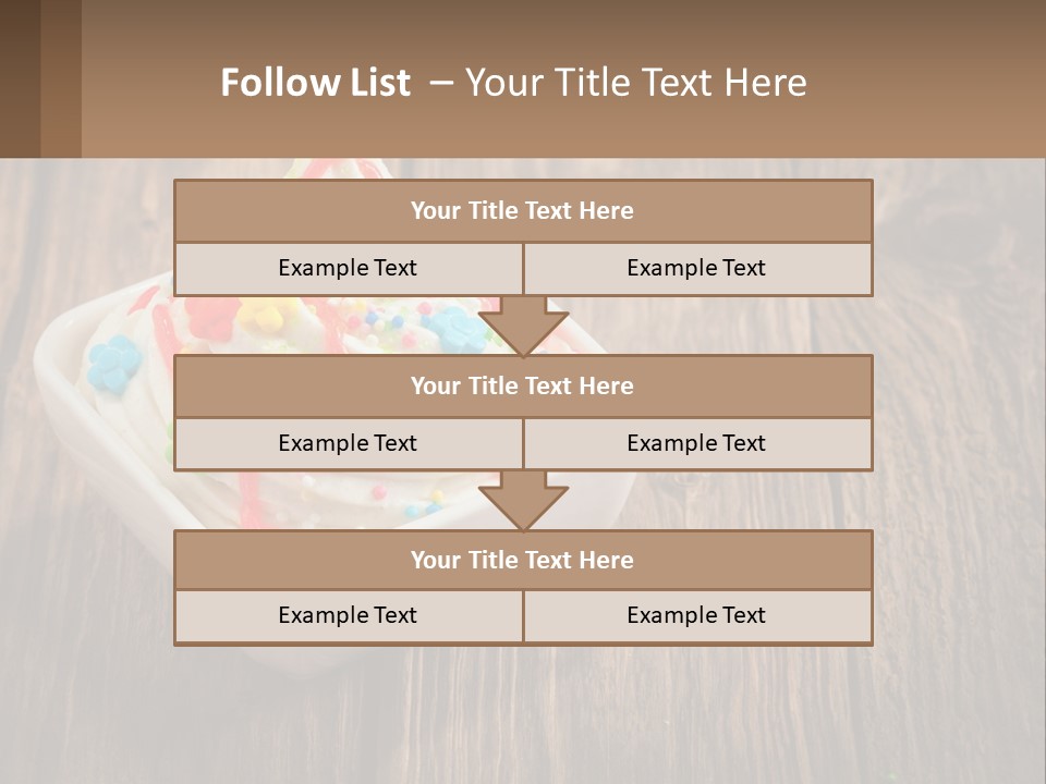A Bowl Of Ice Cream With Sprinkles On A Wooden Table PowerPoint Template