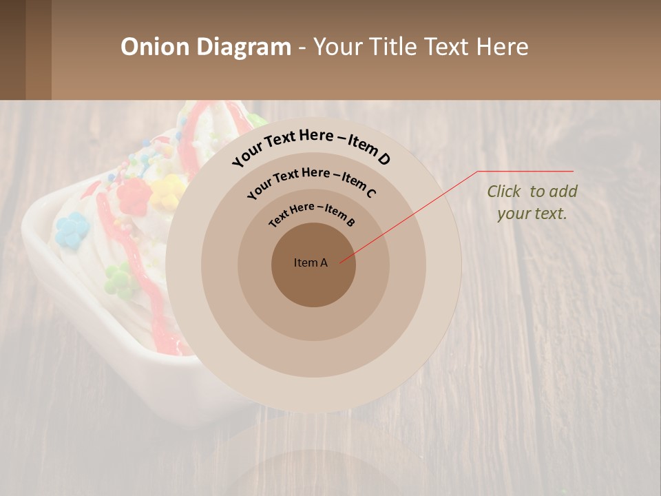 A Bowl Of Ice Cream With Sprinkles On A Wooden Table PowerPoint Template