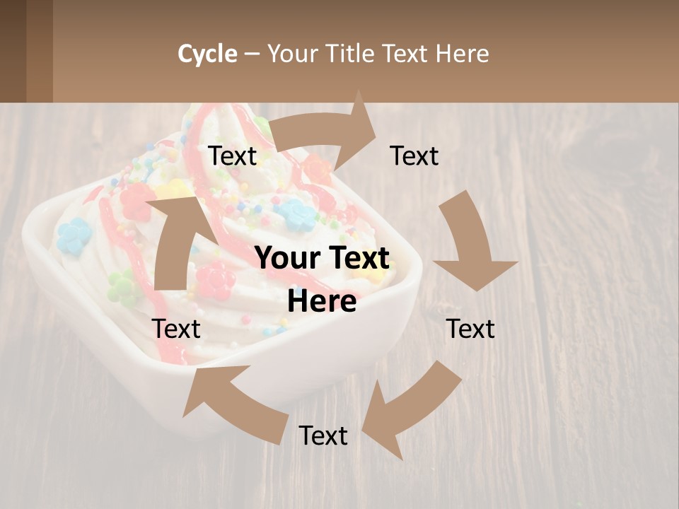 A Bowl Of Ice Cream With Sprinkles On A Wooden Table PowerPoint Template