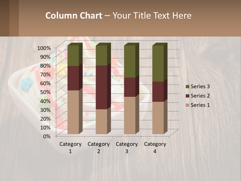 A Bowl Of Ice Cream With Sprinkles On A Wooden Table PowerPoint Template