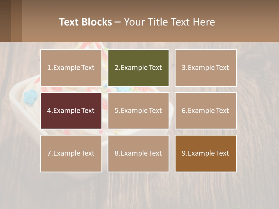 A Bowl Of Ice Cream With Sprinkles On A Wooden Table PowerPoint Template