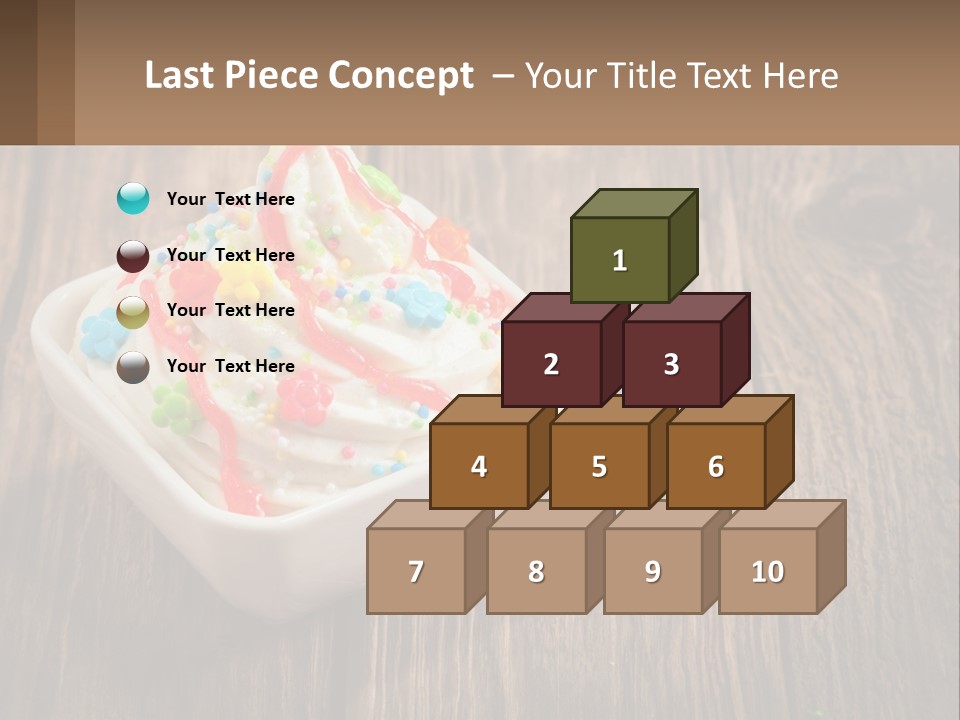 A Bowl Of Ice Cream With Sprinkles On A Wooden Table PowerPoint Template