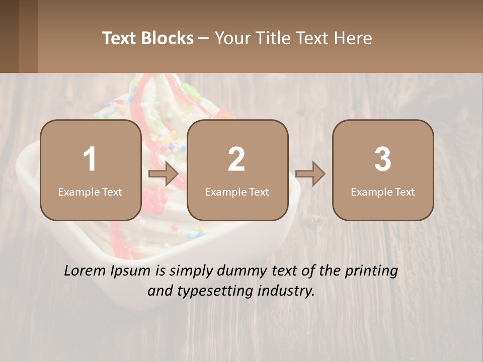 A Bowl Of Ice Cream With Sprinkles On A Wooden Table PowerPoint Template