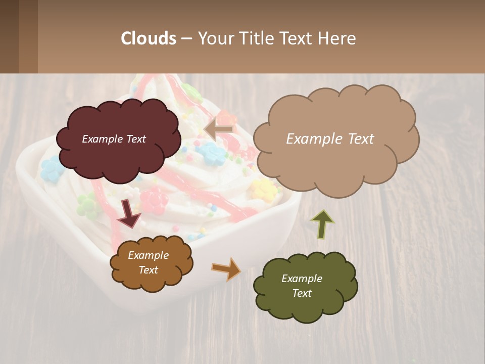 A Bowl Of Ice Cream With Sprinkles On A Wooden Table PowerPoint Template