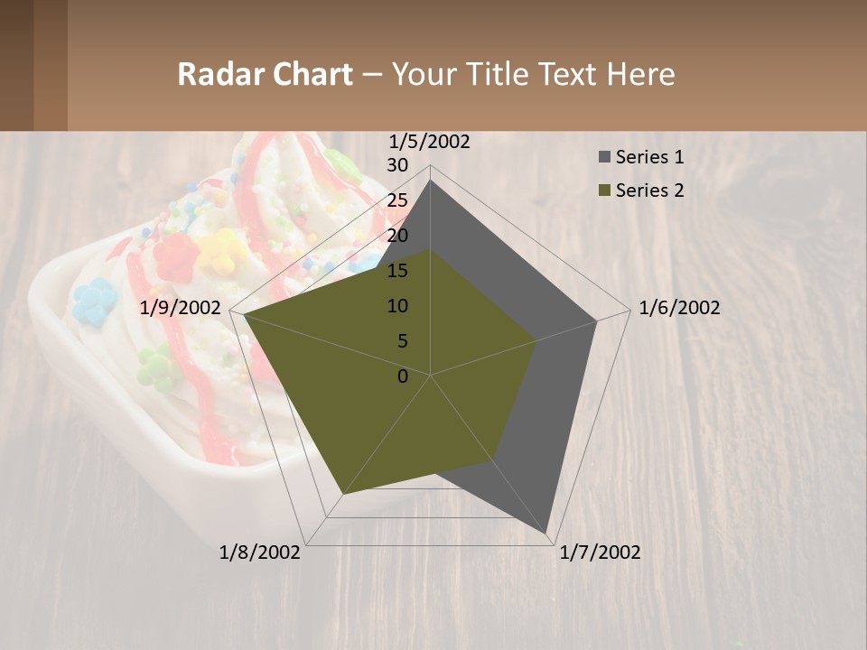A Bowl Of Ice Cream With Sprinkles On A Wooden Table PowerPoint Template
