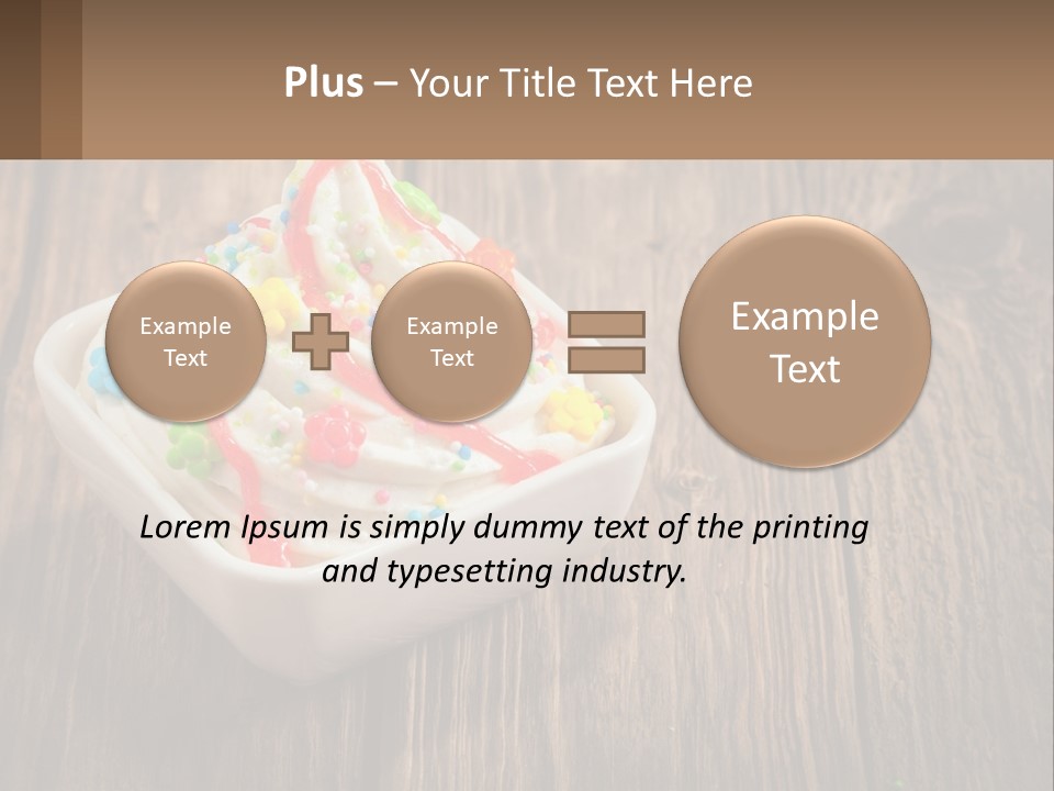 A Bowl Of Ice Cream With Sprinkles On A Wooden Table PowerPoint Template