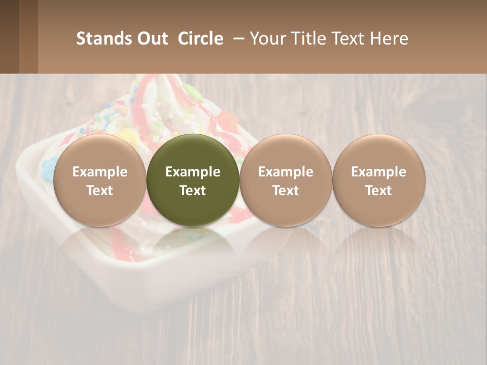 A Bowl Of Ice Cream With Sprinkles On A Wooden Table PowerPoint Template