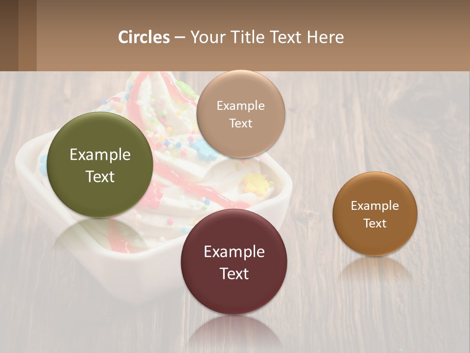 A Bowl Of Ice Cream With Sprinkles On A Wooden Table PowerPoint Template