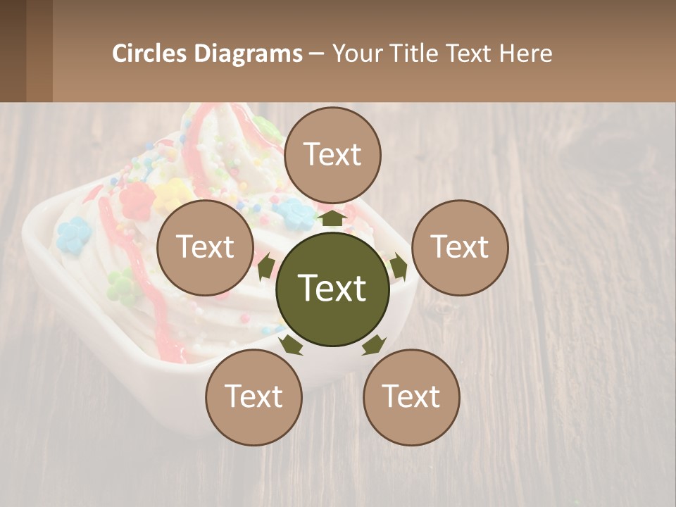 A Bowl Of Ice Cream With Sprinkles On A Wooden Table PowerPoint Template