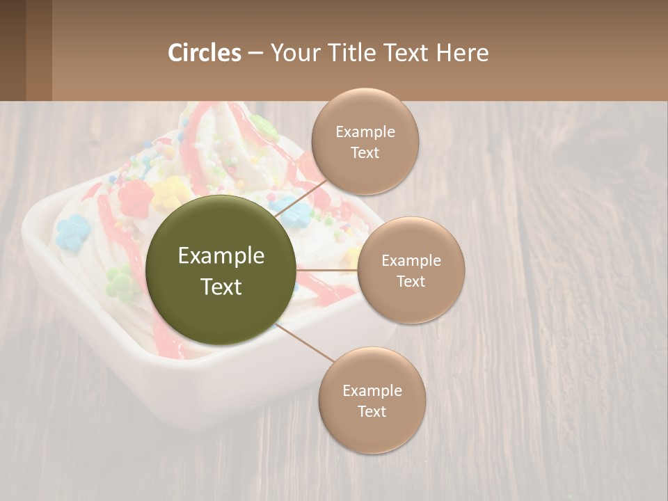 A Bowl Of Ice Cream With Sprinkles On A Wooden Table PowerPoint Template