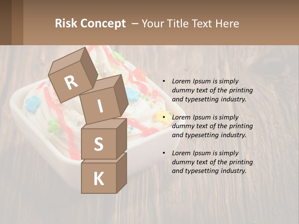 A Bowl Of Ice Cream With Sprinkles On A Wooden Table PowerPoint Template