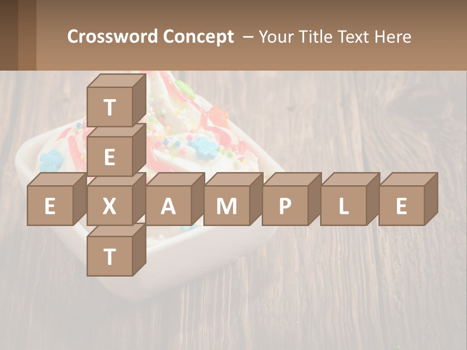 A Bowl Of Ice Cream With Sprinkles On A Wooden Table PowerPoint Template