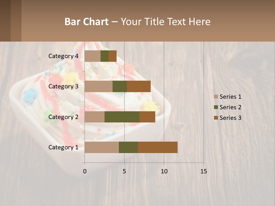 A Bowl Of Ice Cream With Sprinkles On A Wooden Table PowerPoint Template