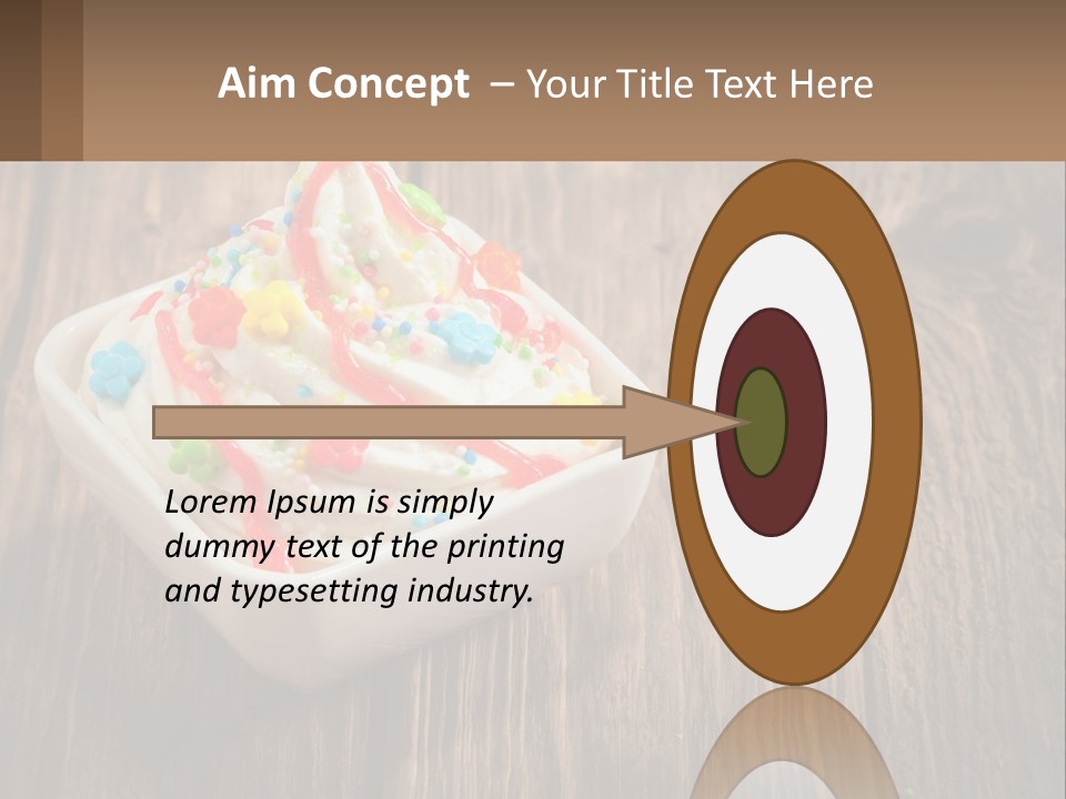 A Bowl Of Ice Cream With Sprinkles On A Wooden Table PowerPoint Template