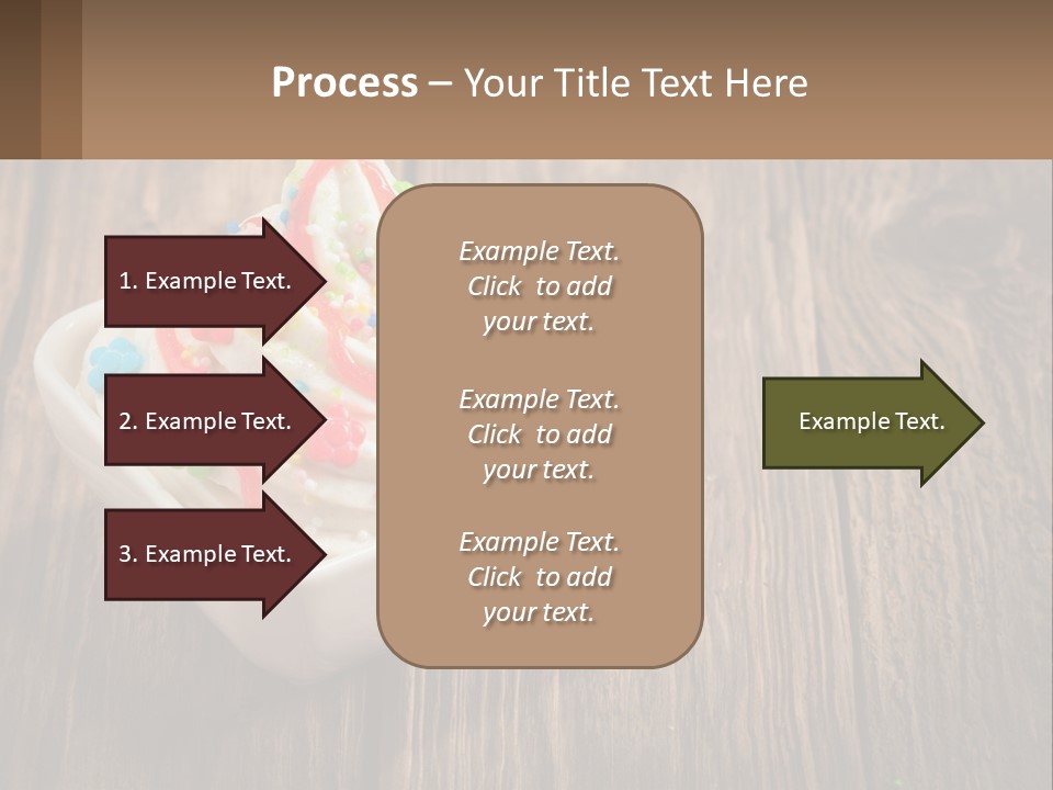 A Bowl Of Ice Cream With Sprinkles On A Wooden Table PowerPoint Template