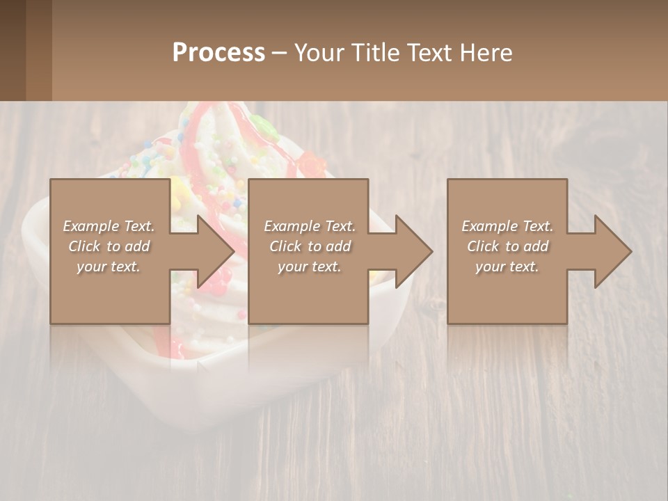 A Bowl Of Ice Cream With Sprinkles On A Wooden Table PowerPoint Template