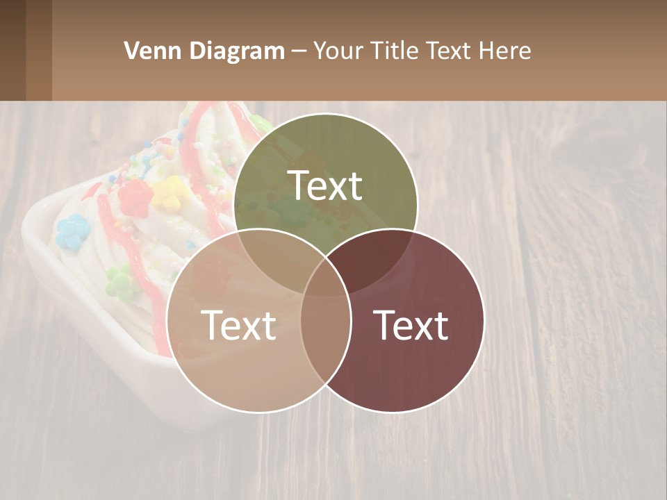 A Bowl Of Ice Cream With Sprinkles On A Wooden Table PowerPoint Template