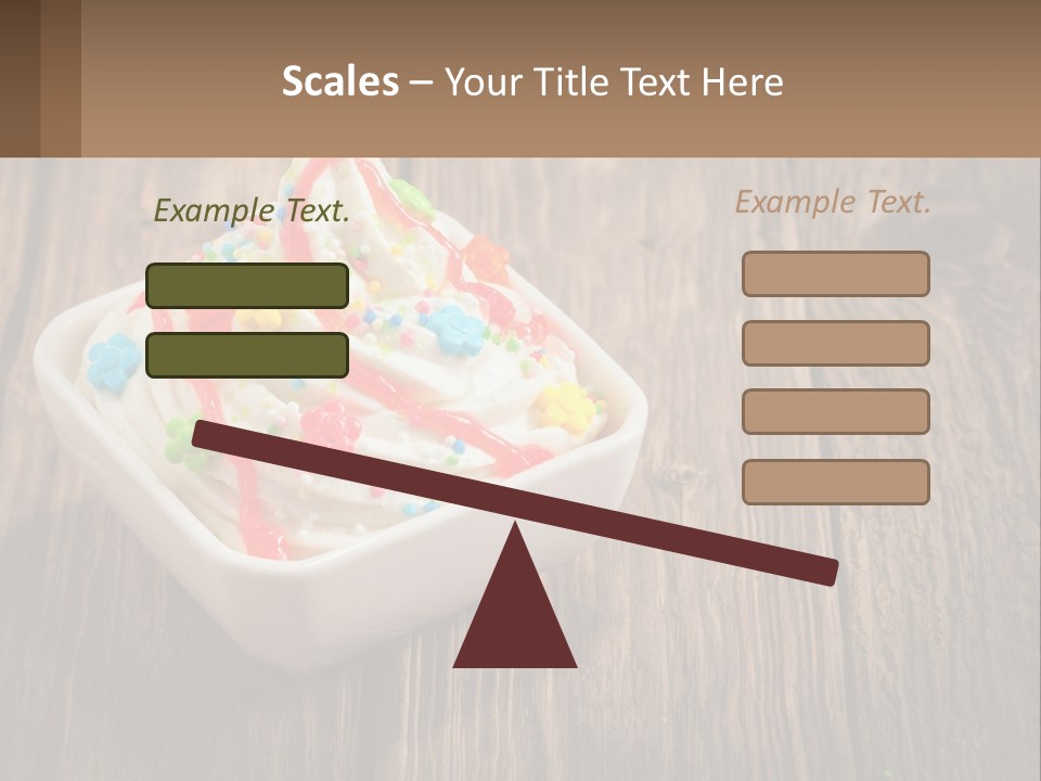 A Bowl Of Ice Cream With Sprinkles On A Wooden Table PowerPoint Template