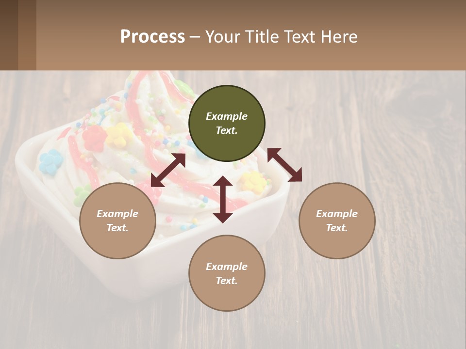 A Bowl Of Ice Cream With Sprinkles On A Wooden Table PowerPoint Template
