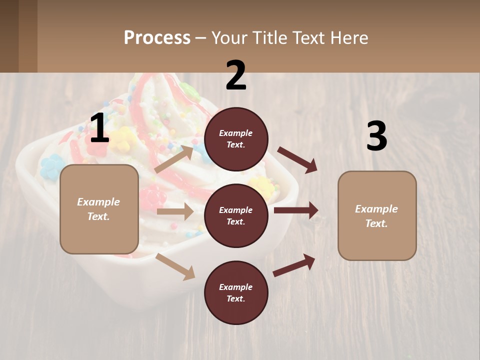 A Bowl Of Ice Cream With Sprinkles On A Wooden Table PowerPoint Template
