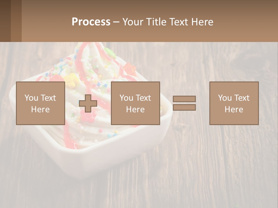 A Bowl Of Ice Cream With Sprinkles On A Wooden Table PowerPoint Template