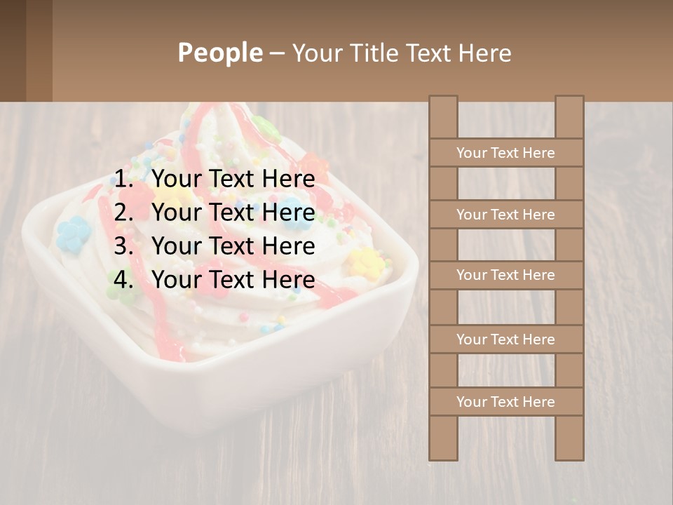 A Bowl Of Ice Cream With Sprinkles On A Wooden Table PowerPoint Template