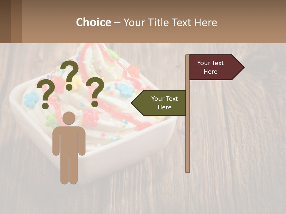 A Bowl Of Ice Cream With Sprinkles On A Wooden Table PowerPoint Template