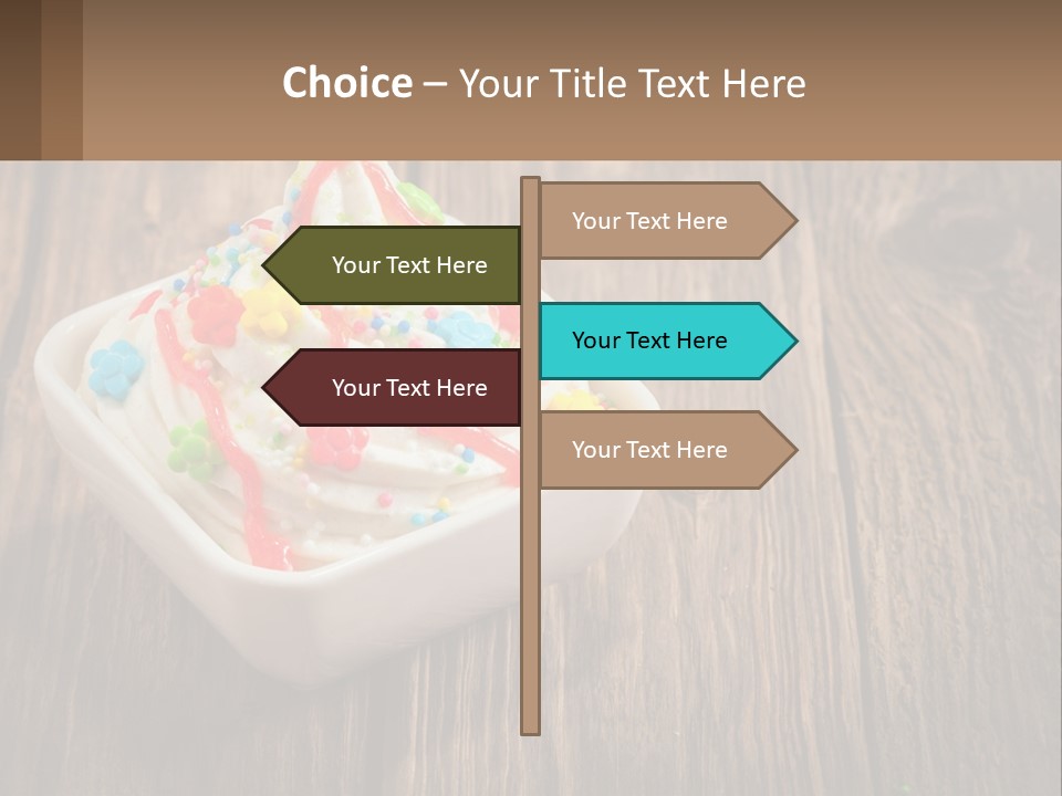 A Bowl Of Ice Cream With Sprinkles On A Wooden Table PowerPoint Template