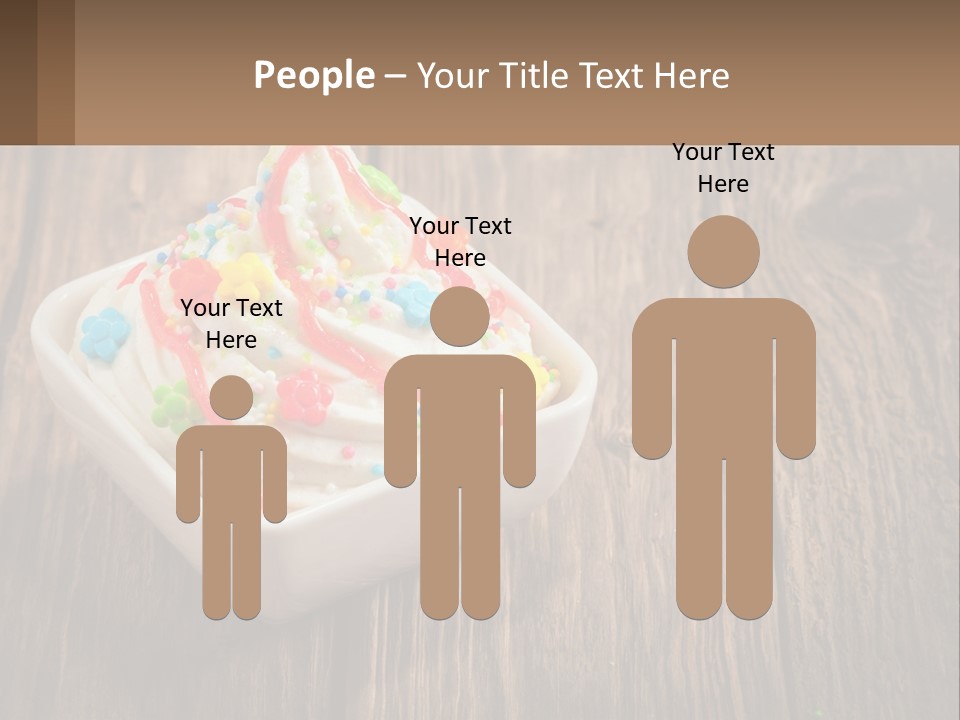 A Bowl Of Ice Cream With Sprinkles On A Wooden Table PowerPoint Template